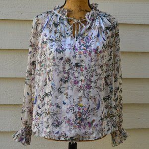 Beautiful top with floral, bird & butterfly print
